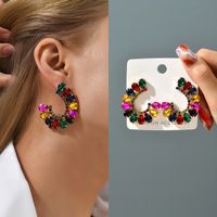 1 Pair Simple Style Flower Glass Inlay Zircon Women's Ear Studs main image 3