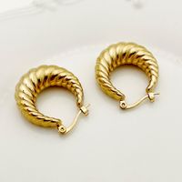1 Paar Elegant Einfacher Stil U-Form Twist Überzug Edelstahl 304 14 Karat Vergoldet Ohrringe main image 3