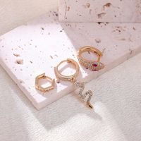 3 Pieces Exaggerated Punk Snake Plating Inlay Stainless Steel Zircon 18k Gold Plated Earrings main image 2