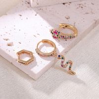 3 Pieces Exaggerated Punk Snake Plating Inlay Stainless Steel Zircon 18k Gold Plated Earrings main image 3