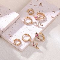 3 Pieces Exaggerated Punk Snake Plating Inlay Stainless Steel Zircon 18k Gold Plated Earrings main image 5