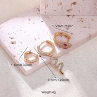 3 Pieces Exaggerated Punk Snake Plating Inlay Stainless Steel Zircon 18k Gold Plated Earrings sku image 1
