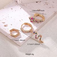3 Pieces Exaggerated Punk Snake Plating Inlay Stainless Steel Zircon 18k Gold Plated Earrings sku image 2