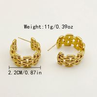 1 Pair Retro French Style C Shape Chain Plating 304 Stainless Steel 14K Gold Plated Ear Studs main image 2