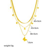 304 Stainless Steel 18K Gold Plated Korean Style Layered Plating Butterfly Layered Necklaces main image 4