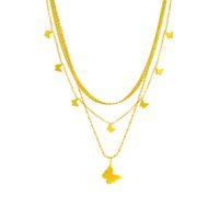 304 Stainless Steel 18K Gold Plated Korean Style Layered Plating Butterfly Layered Necklaces main image 5