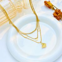 304 Stainless Steel 18K Gold Plated Korean Style Layered Plating Butterfly Layered Necklaces main image 3