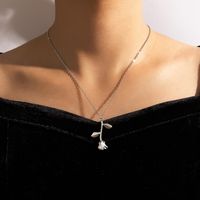 Valentine's Day Rose Alloy Single Simple Love Aluminum Necklace Clavicle Chain Wholesale sku image 4