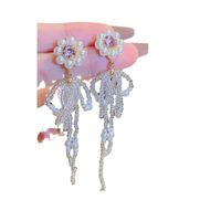 1 Pair Simple Style Flower Inlay Alloy Zircon Drop Earrings main image 3
