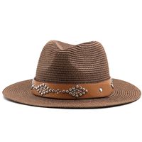 Women's Simple Style Color Block Flat Eaves Straw Hat main image 5