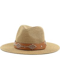 Women's Simple Style Color Block Flat Eaves Straw Hat main image 6
