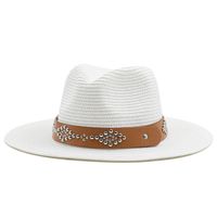 Women's Simple Style Color Block Flat Eaves Straw Hat main image 2