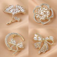 Simple Style Flower Bow Knot Alloy Inlay Zircon Women's Brooches main image 1