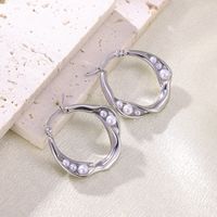 1 Pair Elegant Classical Romantic Circle Plating Inlay Stainless Steel Pearl 18k Gold Plated Earrings main image 3