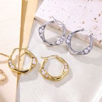 1 Pair Elegant Classical Romantic Circle Plating Inlay Stainless Steel Pearl 18k Gold Plated Earrings main image 1