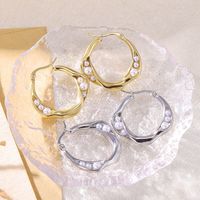 1 Pair Elegant Classical Romantic Circle Plating Inlay Stainless Steel Pearl 18k Gold Plated Earrings main image 5