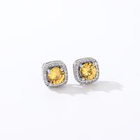 1 Pair Casual Simple Style Square Inlay Copper Zircon Silver Plated Ear Studs main image 3