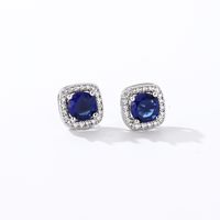 1 Pair Casual Simple Style Square Inlay Copper Zircon Silver Plated Ear Studs main image 2