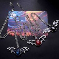 Gothic Bat Alloy Inlay Rhinestones Men's Pendant Necklace main image 2