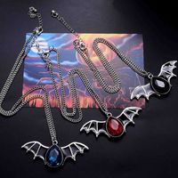 Gothique Chauve Souris Alliage Incruster Strass Hommes Pendentif main image 2