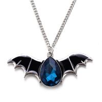 Gothic Bat Alloy Inlay Rhinestones Men's Pendant Necklace sku image 2
