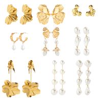 1 Pair Simple Style Leaf Plating Alloy Gold Plated Drop Earrings main image 1