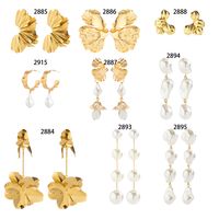 1 Pair Simple Style Leaf Plating Alloy Gold Plated Drop Earrings main image 4