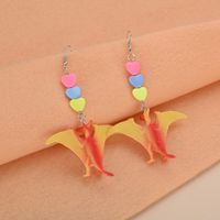 1 Pair Cute Dinosaur Heart Shape Metal Drop Earrings main image 4