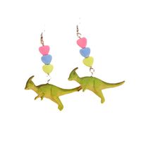 1 Pair Cute Dinosaur Heart Shape Metal Drop Earrings main image 3