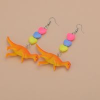 1 Pair Cute Dinosaur Heart Shape Metal Drop Earrings sku image 2