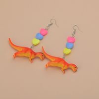 1 Pair Cute Dinosaur Heart Shape Metal Drop Earrings sku image 3