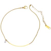 Retro Solid Color Stainless Steel Plating Inlay Zircon Gold Plated Women's Anklet main image 2