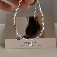 Fairy Style Elegant Heart Shape Sterling Silver Charm Polishing Bracelets main image 5