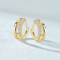 1 Pair Elegant Retro Round Inlay Sterling Silver Zircon Earrings main image 2