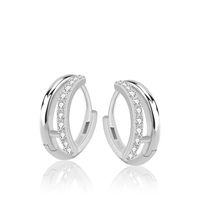 1 Pair Elegant Retro Round Inlay Sterling Silver Zircon Earrings sku image 1