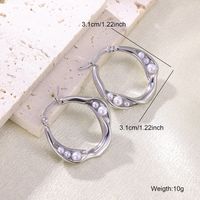 1 Pair Elegant Classical Romantic Circle Plating Inlay Stainless Steel Pearl 18k Gold Plated Earrings sku image 1