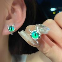 1 Pair Simple Style Devil's Eye Inlay Alloy Glass Ear Studs main image 4