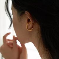 1 Pair Retro Solid Color Plating Copper Gold Plated Earrings main image 5