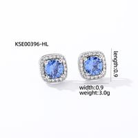 1 Pair Casual Simple Style Square Inlay Copper Zircon Silver Plated Ear Studs sku image 4