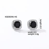 1 Pair Casual Simple Style Square Inlay Copper Zircon Silver Plated Ear Studs sku image 5