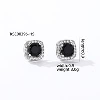 1 Paire Décontractée Style Simple Carré Incruster Le Cuivre Zircon Plaqué Argent Boucles D'Oreilles sku image 5