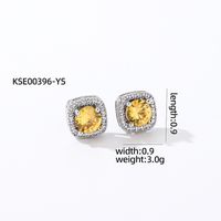 1 Paire Décontractée Style Simple Carré Incruster Le Cuivre Zircon Plaqué Argent Boucles D'Oreilles sku image 12