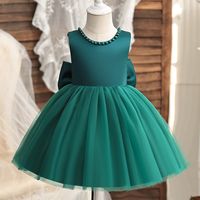 Princess Solid Color Cotton Blend Polyester Girls Dresses main image 4