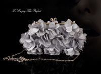 Weiß Violett Dunkelblau Polyester Blume Quadrat Abend Taschen sku image 6