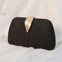 Silver Black Gold Pu Leather Solid Color Square Evening Bags sku image 2