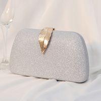 Silver Black Gold Pu Leather Solid Color Square Evening Bags sku image 1