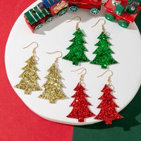 1 Pair Streetwear Christmas Tree Pu Leather Drop Earrings main image 1