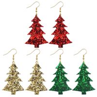 1 Pair Streetwear Christmas Tree Pu Leather Drop Earrings main image 3
