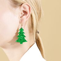 1 Pair Streetwear Christmas Tree Pu Leather Drop Earrings main image 2