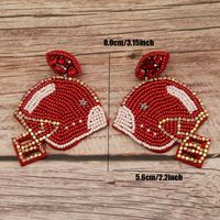 1 Pair Retro Geometric Hat Handmade Beaded Cloth Drop Earrings main image 5